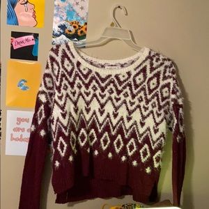 Fuzzy rhinestone and pearl sweater